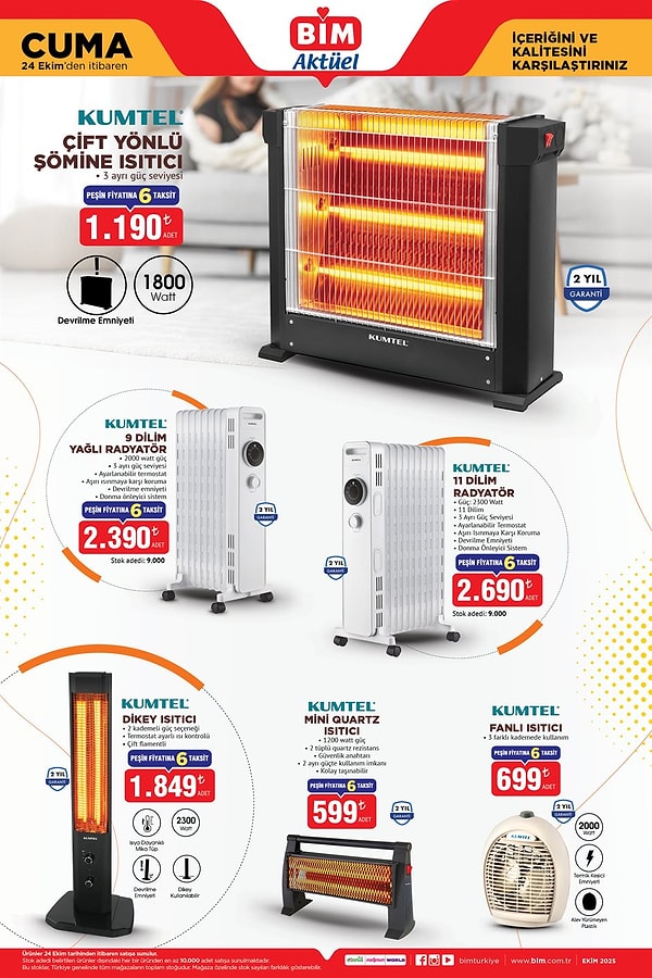 Kumtel Çift Yönlü Şömine Isıtıcı 1.190 TL
