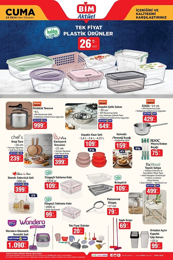 Tek Fiyat Plastik Ürünler 26 TL