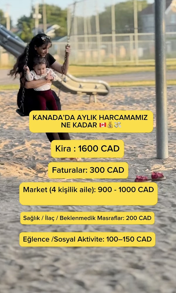 Kanada Montreal’de yaşayan bir içerik üreticisi, “Kanada'da aylık harcamamız ne kadar?” diyerek paylaştığı gider tablosuyla sosyal medyada gündem oldu.