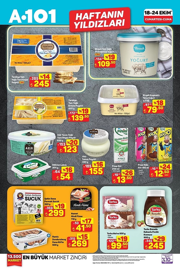 Tarabya Tam Yağlı Taze Kaşar Peyniri 1 Kg 245 TL