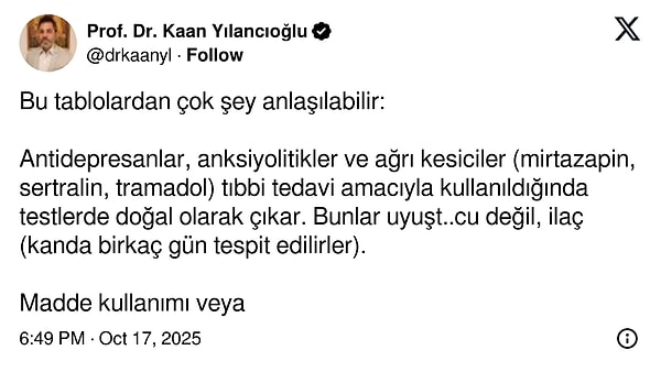 Genetik profesörü ünlülerin uyuşturucu test sonuçlarını yorumladı.
