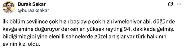 Reyting uzmanı Burak Sakar, Taşacak Bu Deniz'in bazı sahnelerinde reytingin aşırı arttığını açıkladı.