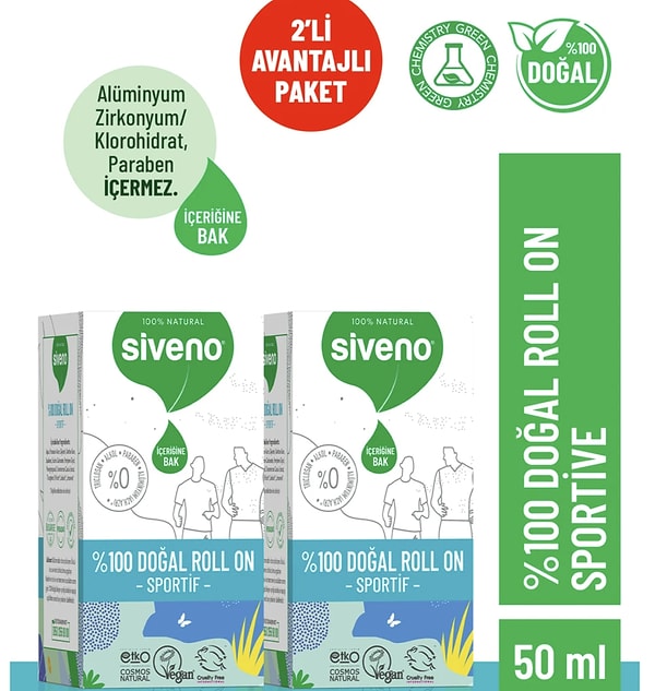 Spor sonrası ferahlık hissini doğadan almak isteyenler için Siveno %100 Doğal Roll On Sportif Sporcu Deodorant, mükemmel bir tercih.