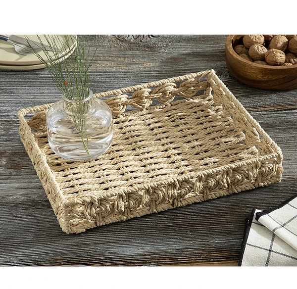 English Home Dateless Hasır Tepsı 33X26 cm Kahve