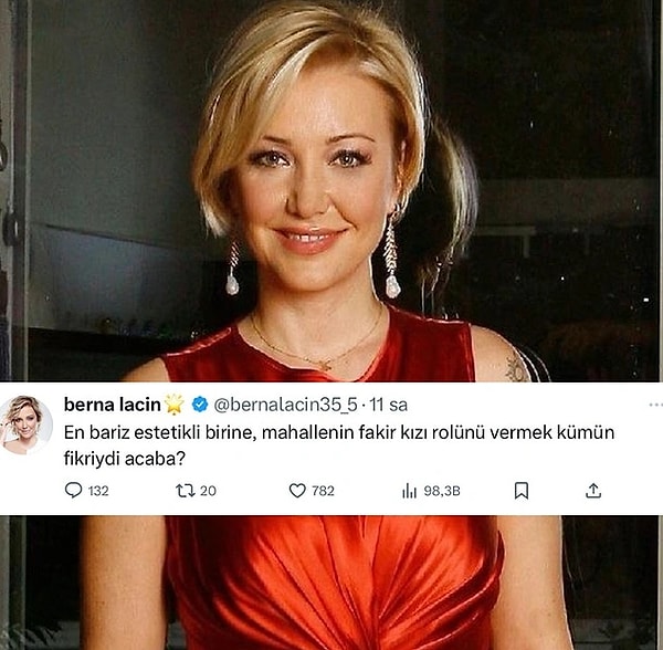 7. Berna Laçin, Sahtekarlar dizisinde oyuncu seçimini eleştirdi.