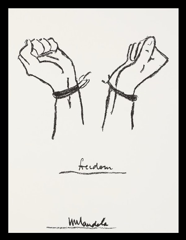 The artwork titled "Prison," signed by Mandela, has been stolen.