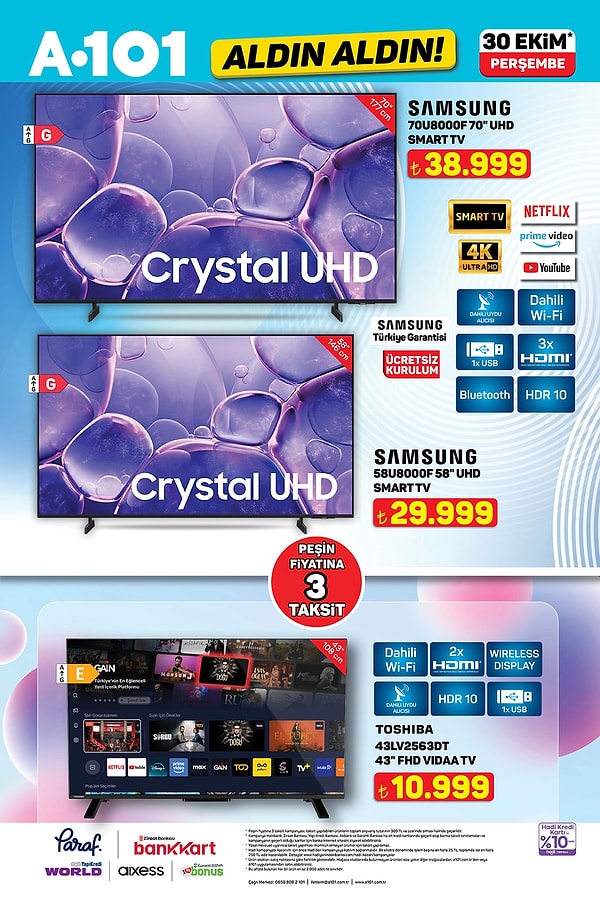 Samsung 70" UHD Smart Tv 38.999 TL