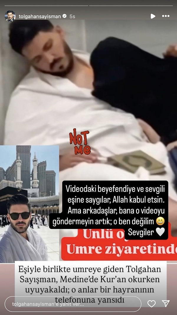 Fotoğraftakinin kendisi olmadığını söyleyen Tolgahan Sayışman, haberleri tiye aldı.