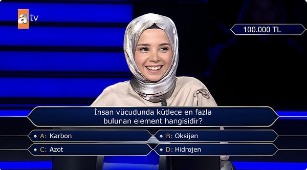 Kim Milyoner Olmak İster'de bir doktora sorulan "İnsan vücudunda kütlece en fazla bulunan element hangisidir?" sorusu günlerdir gündemden düşmüyor.