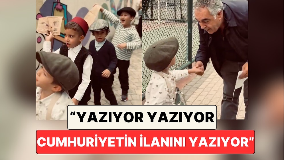 Ana Sınıfı Öğrencileri Dönem Kıyafetleri ile Cumhuriyetimizin İlanını Müjdeleyen Gazeteler Dağıttı