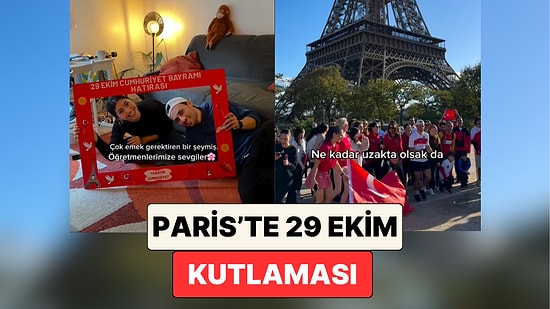 Paris'te Yaşayan Türkler Eyfel Kulesi'nin Önünde Cumhuriyet Bayramı'mızı Kutladı