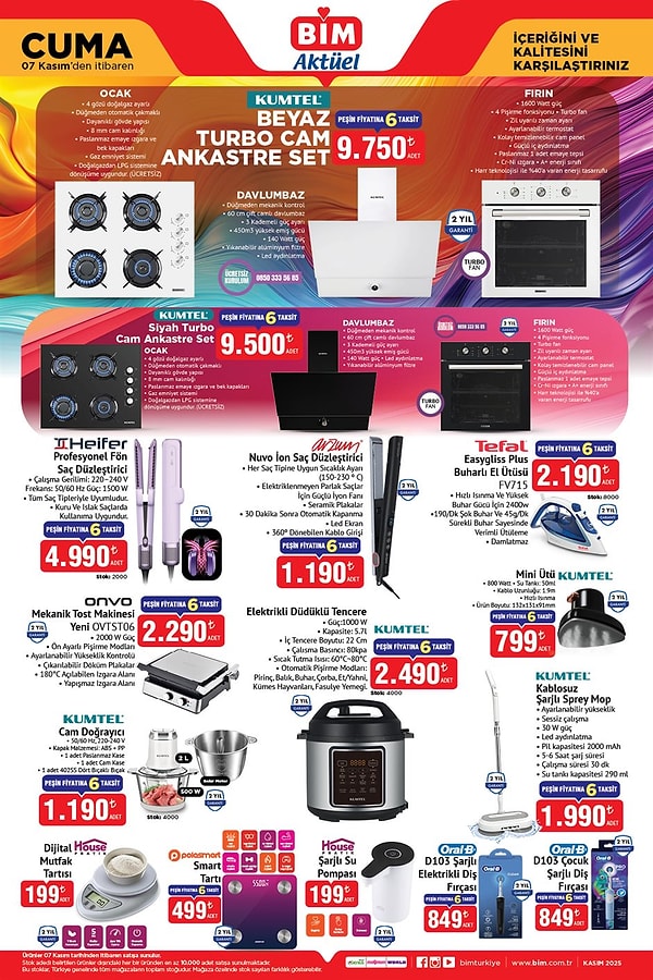 Kumtel Beyaz Cam Ankastre Set 9.750 TL