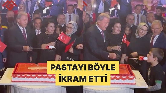 Hulusi Akar Küçük Çocuğa Pastayı Kılıçla İkram Etti