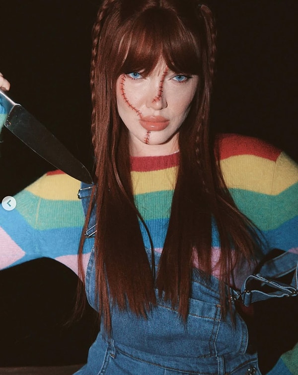 Dieses Jahr erschien Danla Bilic zu Halloween im Kostüm der klassischen Horrorfigur Chucky.