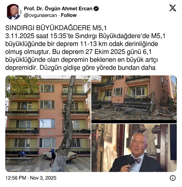 Ahmet Ercan'dan deprem açıklaması.