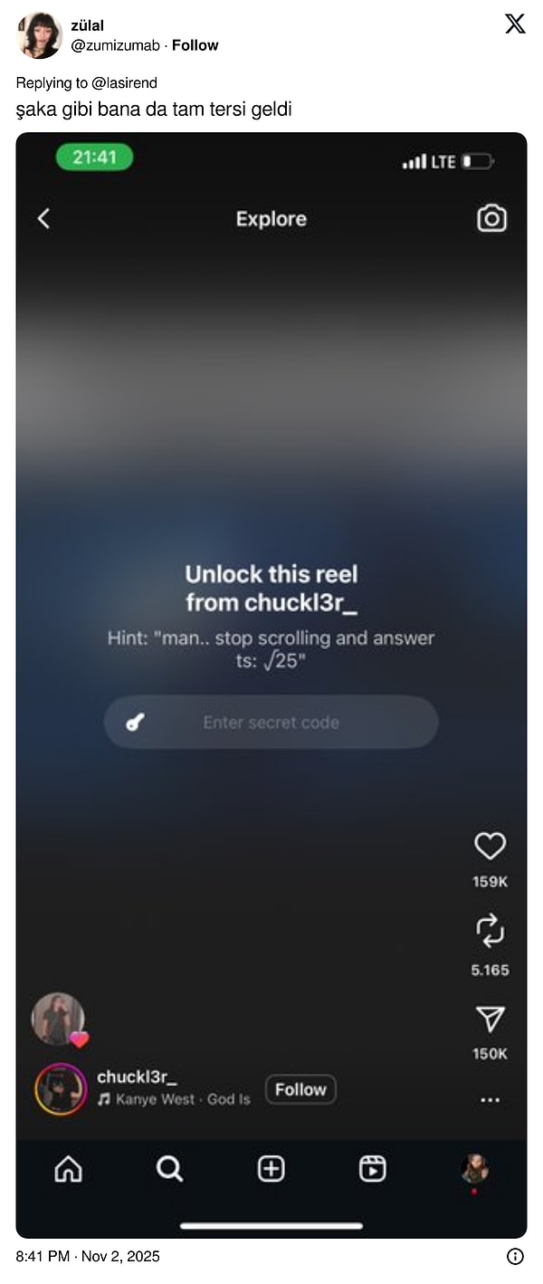 Bazı hesaplar bu Reels'leri matematik sorularıyla gizlemeyi tercih ediyor...