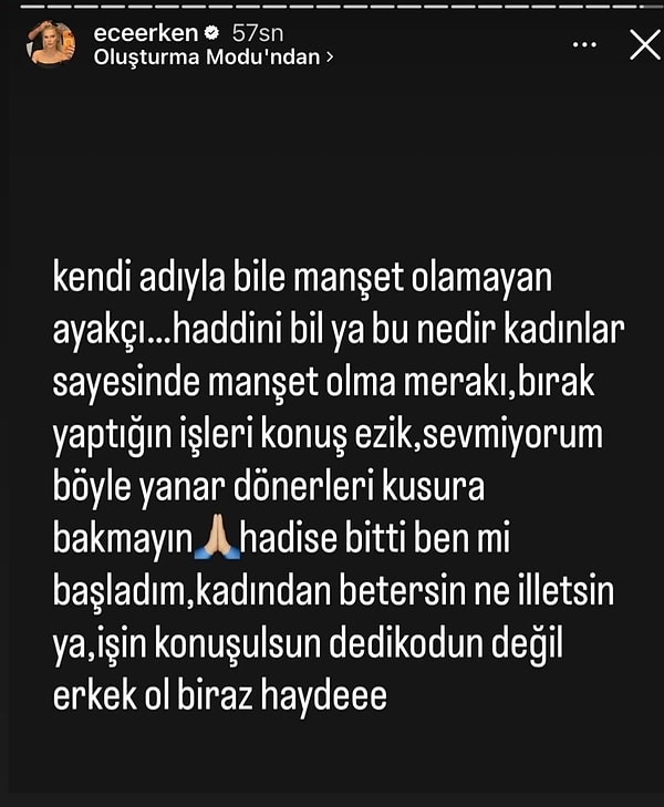Ece Erken daha önce Hadise'ye yaptığı göndermelerle gündem olan Akçıl hakkında ağır ifadeler kullandı.