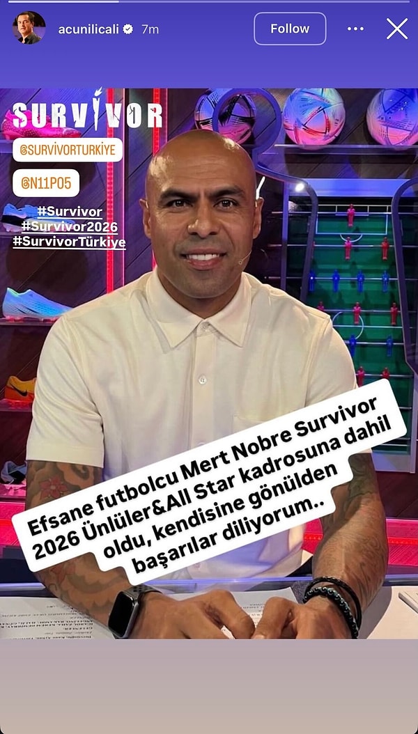 Acun Ilıcalı, Fenerbahçe ve Beşiktaş'ta oynayan Mert Nobre'nin 2026 yılında Survivor'da olacağını açıkladı!