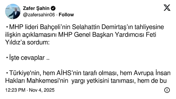 Gazeteci Zafer Şahin’in paylaşımı