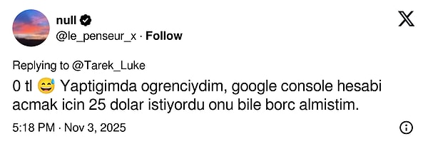 Uygulamanın ismini açıklamayan gizemli yazılımcı kendisine ciddi paralar kazandıran uygulamanın maliyetini de yazdı.