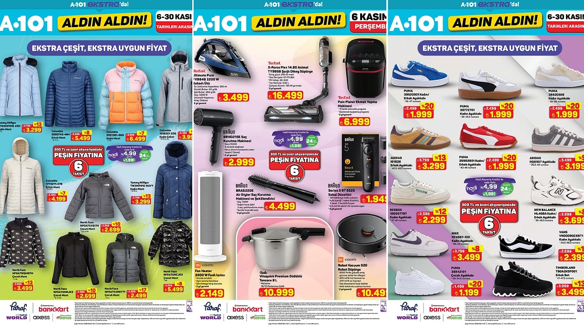 A101&apos;e Columbia ve The North Face Montlar Geliyor! 6 Kasım 2025 İnternete Özel Aldın Aldın Kataloğu