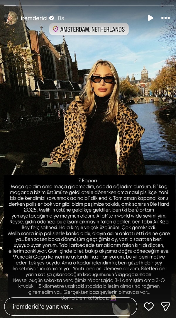 Derici paylaşımında, yaşadığı olayın ardından büyük bir moral bozukluğu yaşadığını da belirtti: