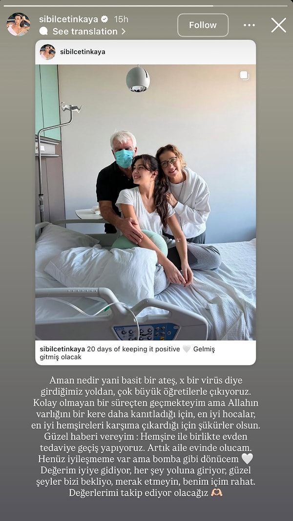20 gündür hastanede yatan Sibil Çetinkaya sağlık durumu hakkında yeni gelişmeleri paylaştı.