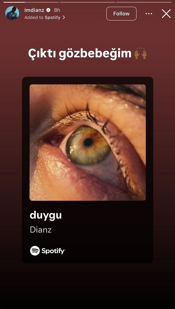 Efecan Dianzenza, eski eşi Duygu için bir şarkı yaparak "Çıktı gözbebeğim" ifadesiyle paylaştı.