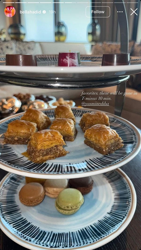 Son olarak, Kahramanmaraşlı balcı 'Nusret Amca'yı sosyal medya hesabından paylaşan Bella Hadid bu sefer de baklavaya düştü!