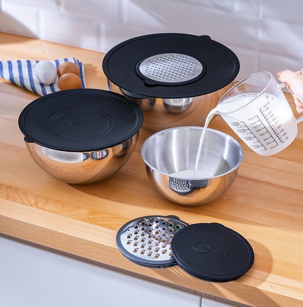 Acar Karat Çelik 9 Parça Rendeli Karıştırma Kabı, tüm indirimde ek 100 TL kupon fırsatı!