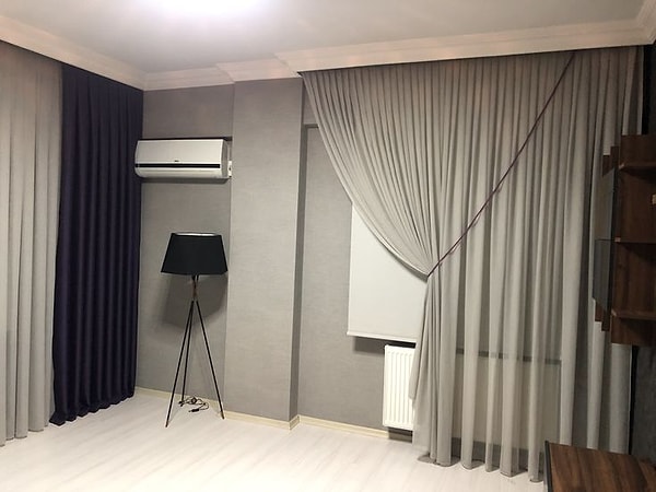 10. Düz fon perdesi + ince tül kombosu!