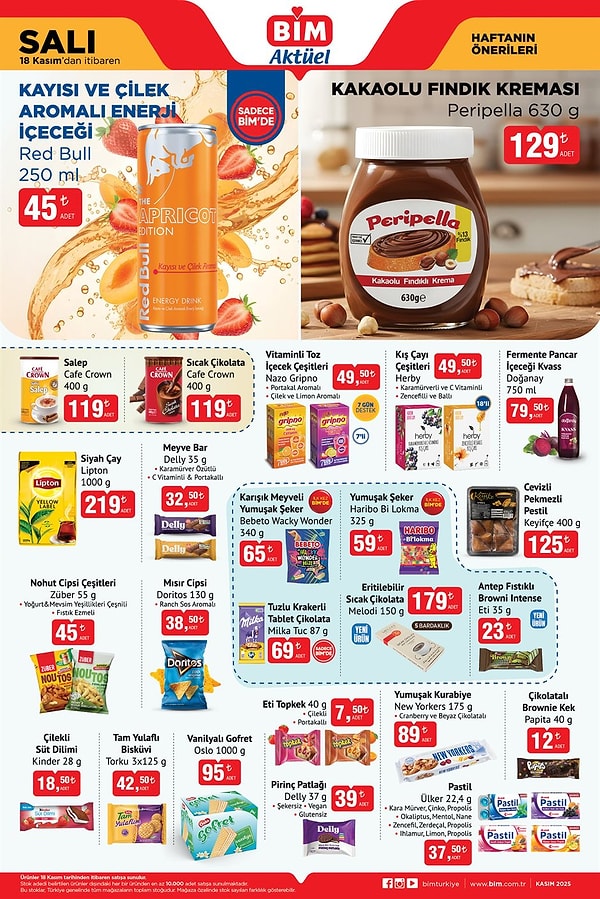 Red Bull Kayısı ve Çilek Aromalı Enerji İçeceği 250 ml 45 TL