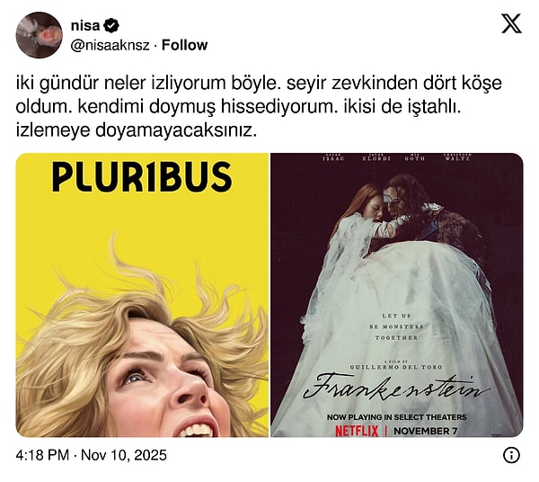 Dizi Del Toro'nun Frankenstein yorumuyla birlikte Kasım ayının en sevilen işlerinden oldu.