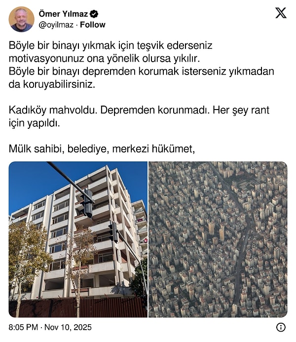 Havadan çektiği fotoğraflarla dikkat çeken Ömer Yılmaz'ın paylaşımı şu şekilde;