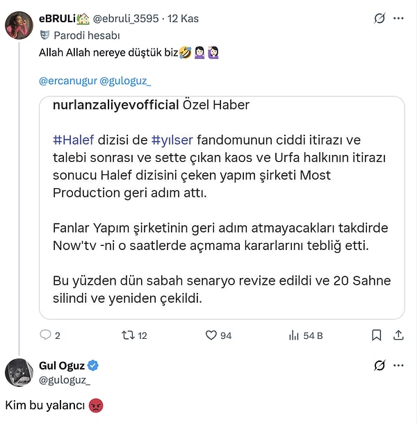 Halef: Köklerin Çağrısı dizisinin yapımcısı Gül Oğuz, Yıldız ve Serhat aşkı yazılacağı iddialarına yanıt verdi.