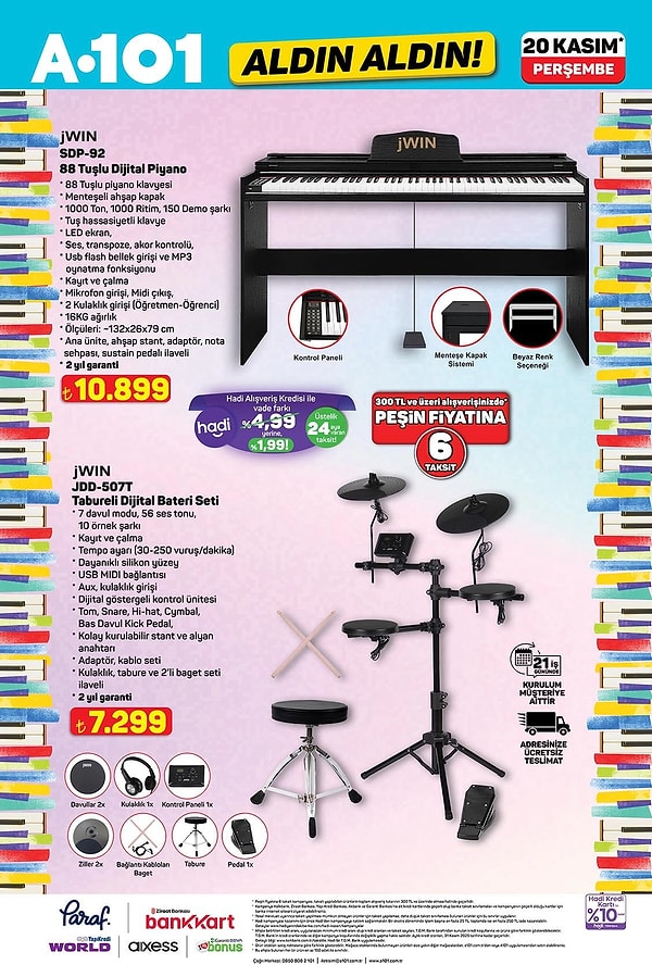 jWIN 88 Tuşlu Dijital Piyano 10.899 TL