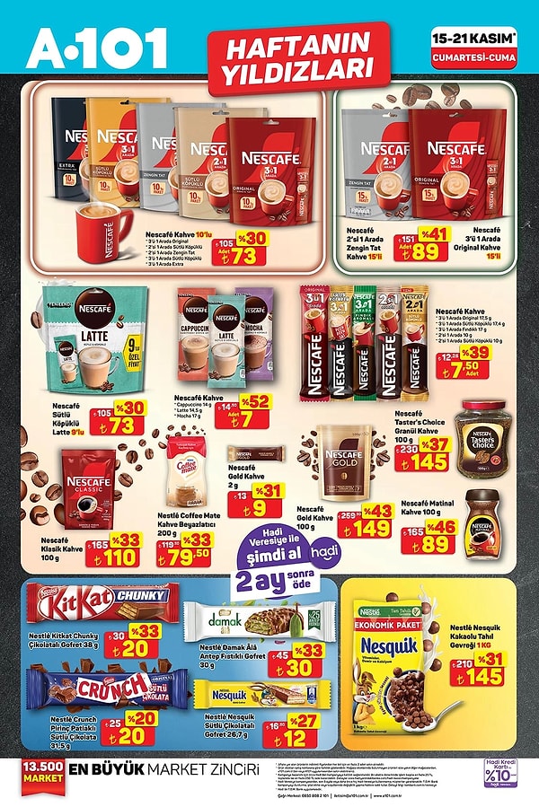 Nescafe Kahve 10'lu 73 TL