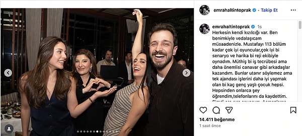 İşte Kızılcık Şerbeti'nden ayrılan Emrah Altıntoprak'ın veda paylaşımı: