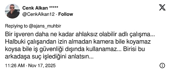 Çalışanların molalarının bile takip edilmesi sosyal medyada da gündem oldu. 👇