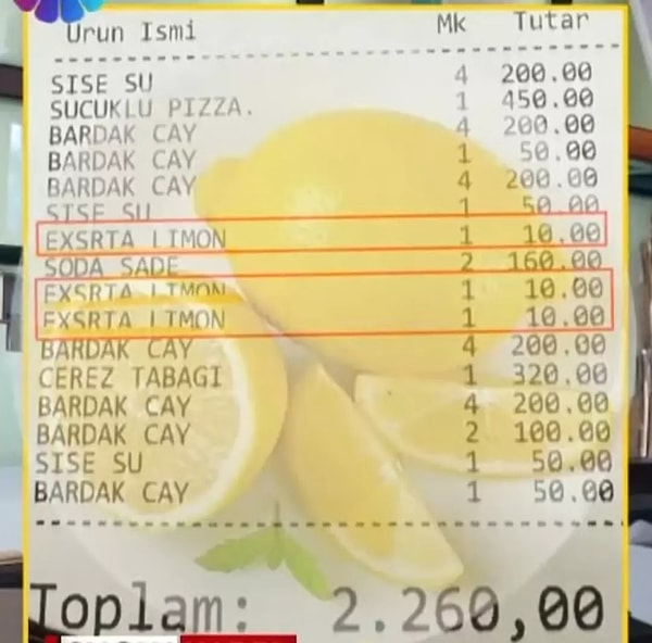 Vatandaşların paylaştığı adisyon👇
