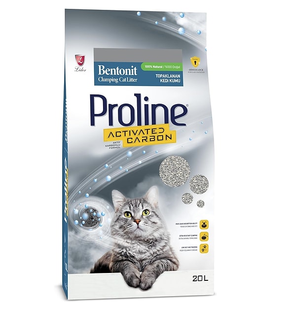 Proline Aktif Karbonlu Kedi Kumu 20 L, kedinizin tuvalet kabında koku sorunuyla başa çıkmak için oldukça başarılı bir tercih.