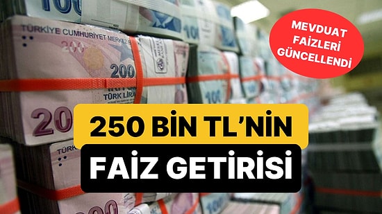 Mevduat Faizlerinde Son Durum: 250 Bin TL'nin Aylık Getirisi Ne Kadar Oldu?