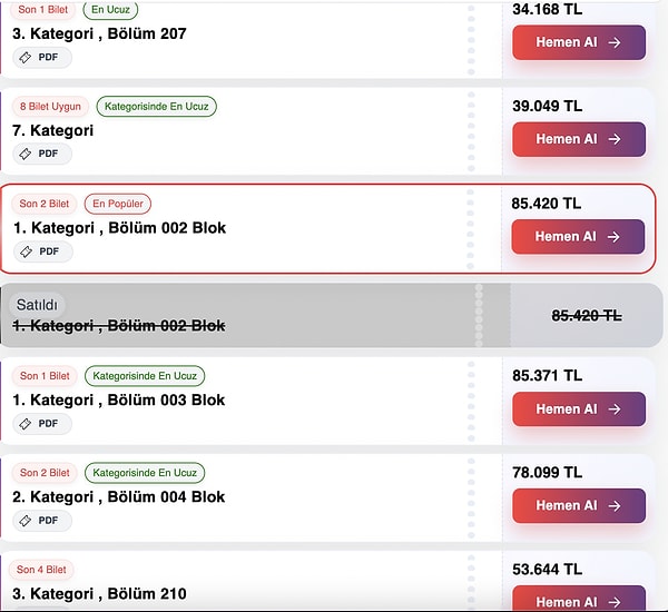 Tarkan biletleri karaborsaya düştü. Bilet fiyatları 85 bin lirayı aştı.