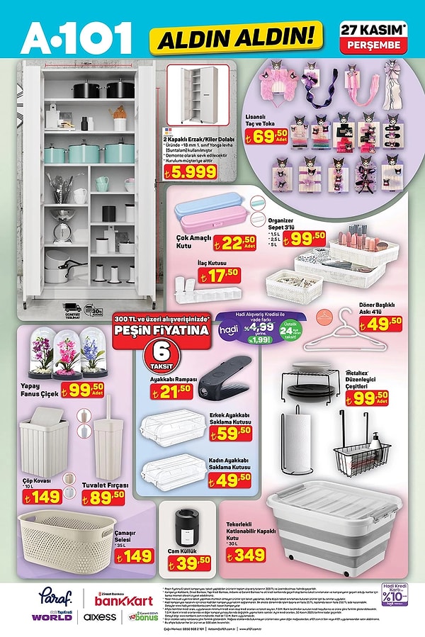 2 Kapaklı Erzak Kiler Dolabı 5.999 TL