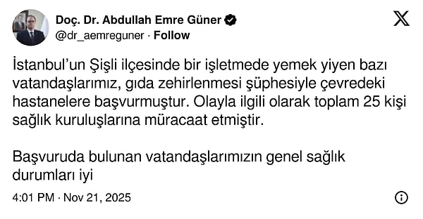 İstanbul İl Sağlık Müdürü'nden açıklama.