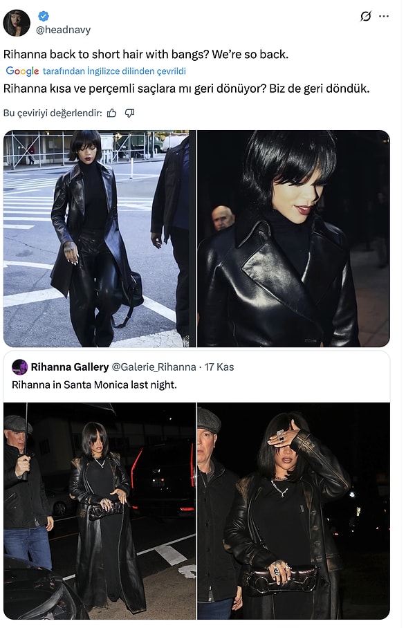 "Is Rihanna making a comeback with short, bangs-laden hair? Well, we're back too!"