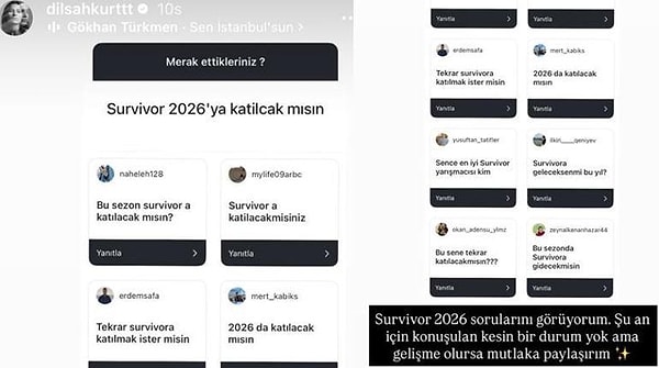 Dilşah Kurt, kendisine gelen Survivor mesajlarına cevap verdi.