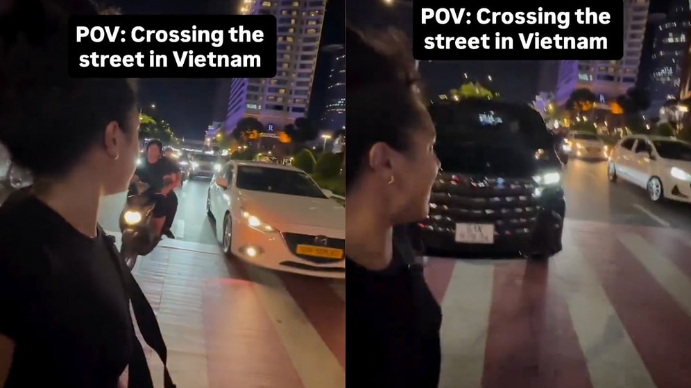 You'll Be Nervous Watching a Woman Trying to Cross a Street in Heavy Traffic in Vietnam