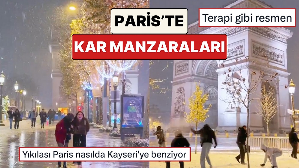 Romantizmin Başkenti Paris Sokaklarında Çekilen Kar Görüntüleri Sosyal Medyada Beğeni Topladı