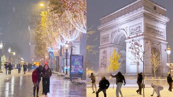 Snow Images Taken on the Streets of Paris, the Capital of Romance